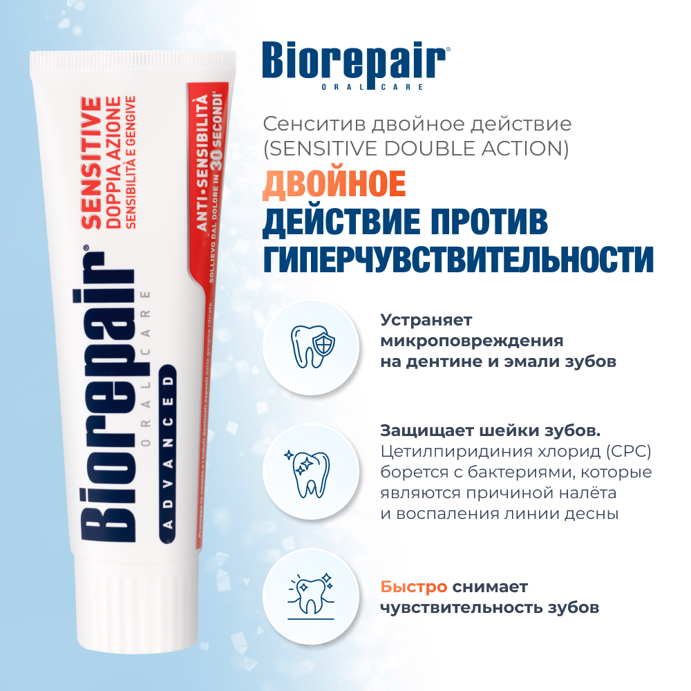 Зубная паста Биорепейр Сенситив Двойное действие