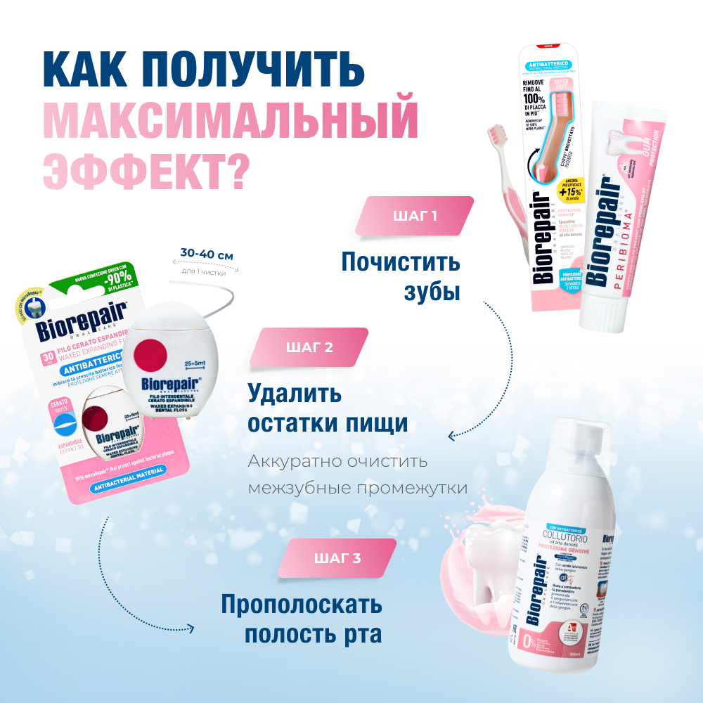 Зубная щётка Биорепейр ультрамягкая изогнутая для защиты дёсен (розовая)