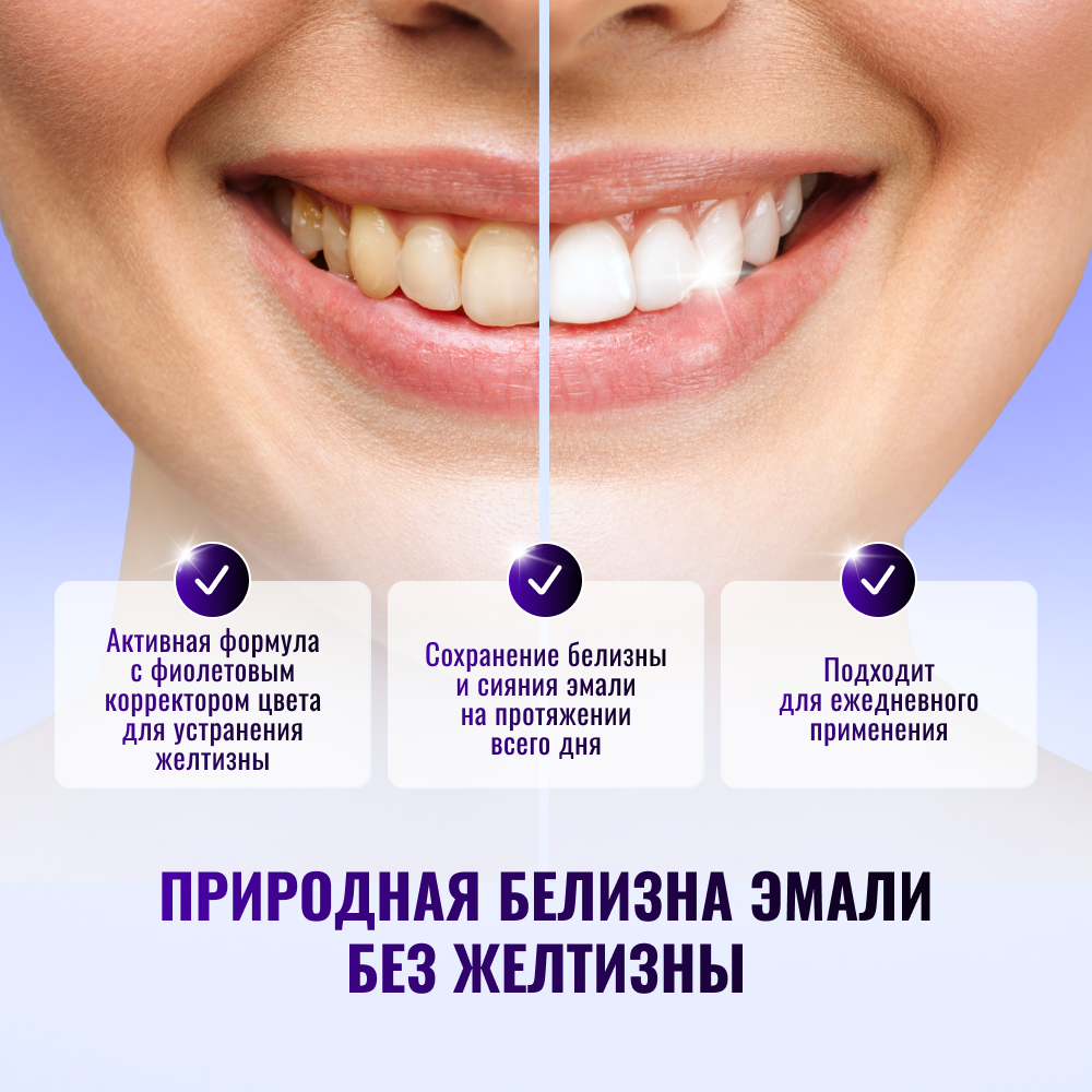 Зубная паста Бланкс Вайт Шок отбеливающая с фиолетовым корректором цвета