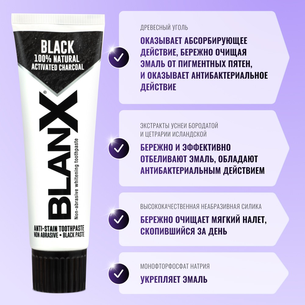 BlanX® Black Charcoal 75 мл