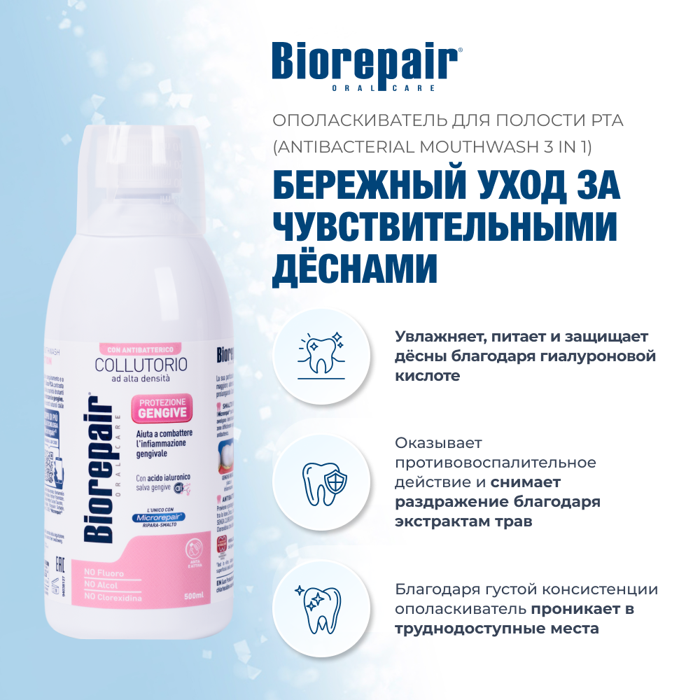 Биорепейр ополаскиватель для полости рта «Уход за деснами»