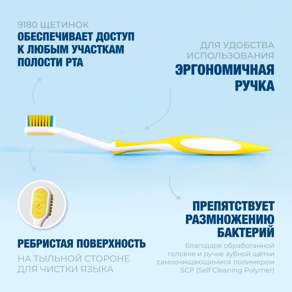 Зубная щетка для детей средней мягкости Жёлтая