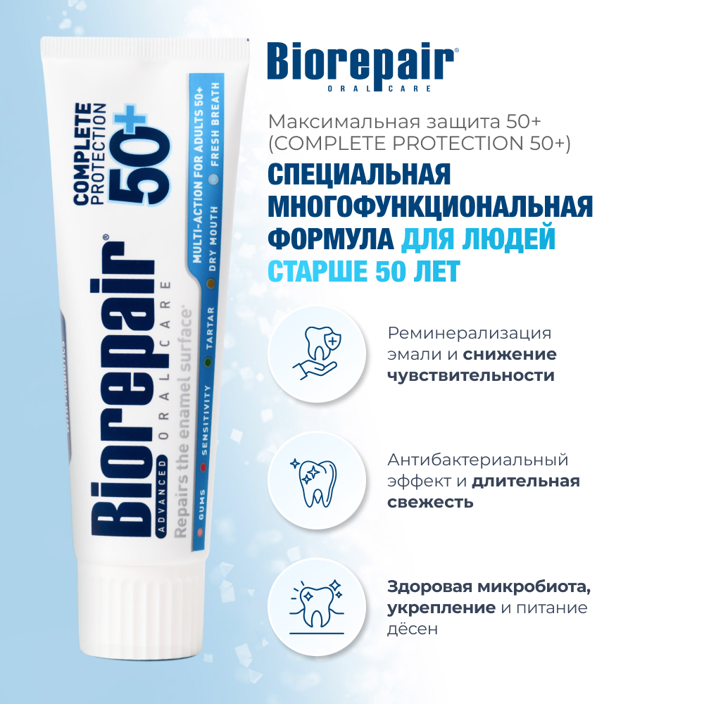 Зубная паста Биорепейр Максимальная защита после 50 лет, 75 мл