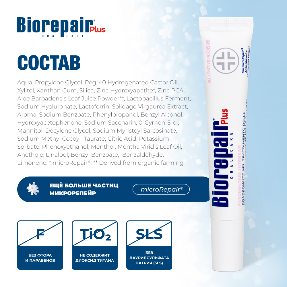 Биорепейр Плюс Пародонтгель интенсивный успокаивающий гель 20 мл